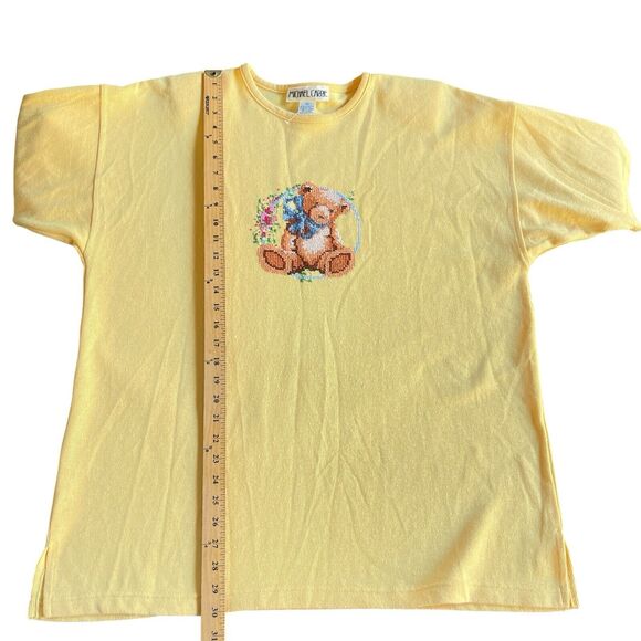 Vintage Michael Carrie Top Womens Extra Large Needlepoint Teddy Bear Grandmacore - Picture 8 of 9